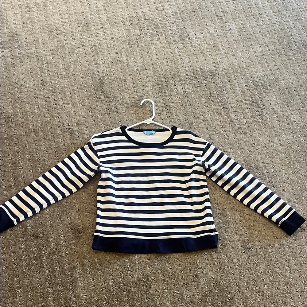 Draper James Classic Navy and White Striped Long Sleeve Tee